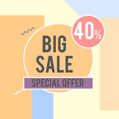 Super Sale modern banner in the Memphis style