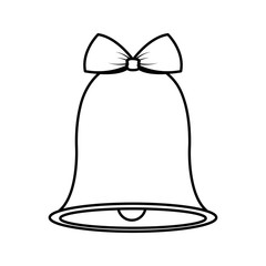 flat line uncolored christmas bell over  white background  vector illustration