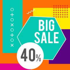 Big Sale modern banner in the Memphis style