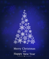 Christmas tree on a light background. Greeting card or invitation. Merry Christmas and a happy new year. Element for design. - 180326664