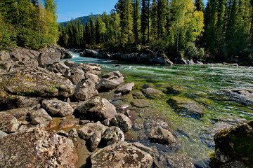 Russia. Siberia, West Sayan mountains, the river Kazyr.