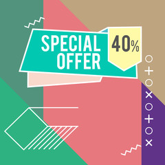 Big Sale modern banner in the Memphis style