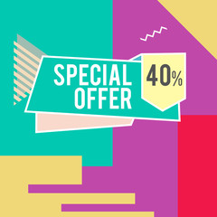 Big Sale modern banner in the Memphis style