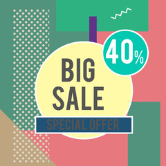 Fototapeta premium Big Sale modern banner in the Memphis style
