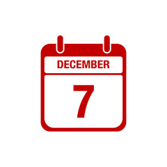 7 december calendar red icon