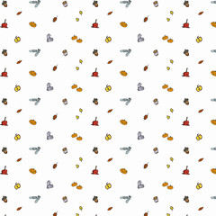 Autumn composition. Pattern made of autumn leaves, acorn, pine cones. Flat lay, top view