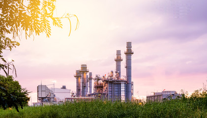 Night view at energy electrical plant