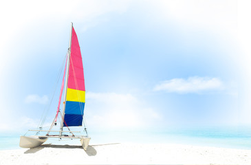 Sailboat on the white beach
