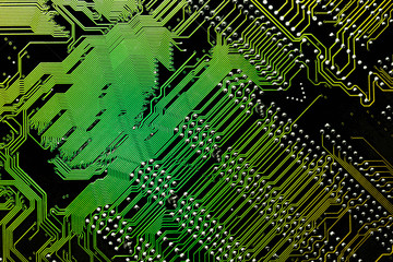 Circuit board. Electronic computer hardware technology. Motherboard digital chip. Tech science background. Integrated communication processor. Information engineering component.