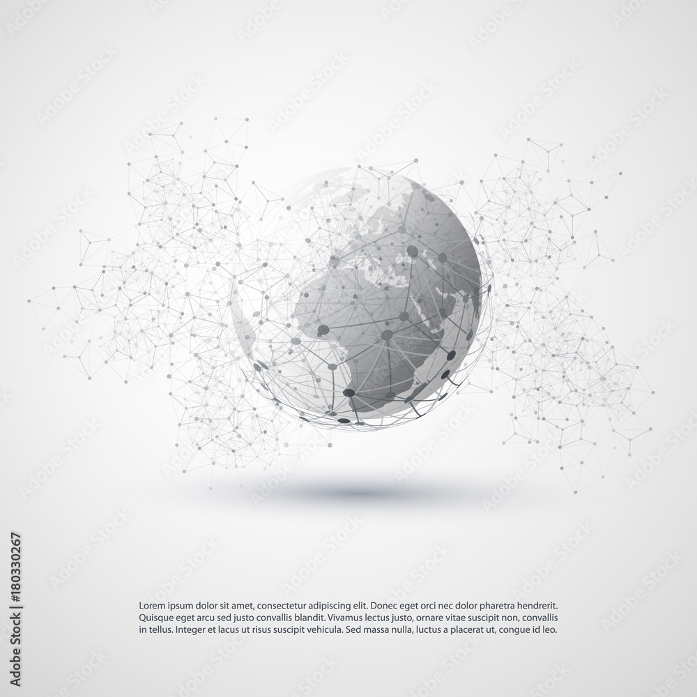 Poster cloud computing and networks concept with earth globe - global digital network connections, technolo