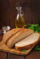 Homemade wholemeal bread sliced