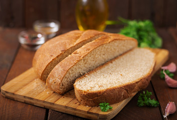 Homemade wholemeal bread sliced