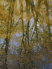 reflejos en el agua en la zona del río , en Girona Cataluña España 