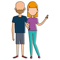 lovers couple avatars characters vector illustration design