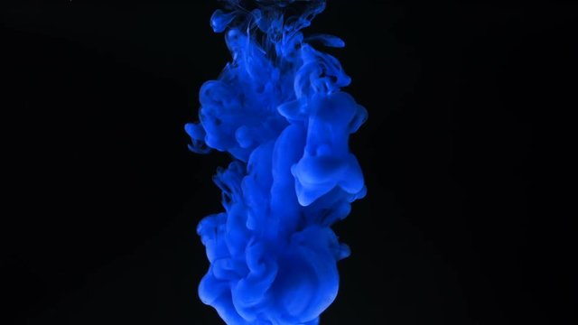 Blue ink splash on black background
