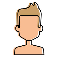 young man shirtless avatar character vector illustration design