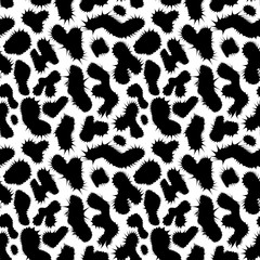 Animal style texture pattern. Black and white seamless background. Vector illustration