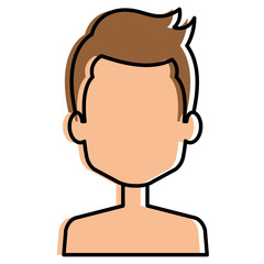 young man shirtless avatar character vector illustration design