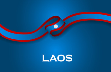 Laos luxury style flag ribbon classic style. Vector Illustration
