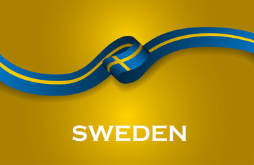 Sweden luxury style flag ribbon classic style. Vector Illustration