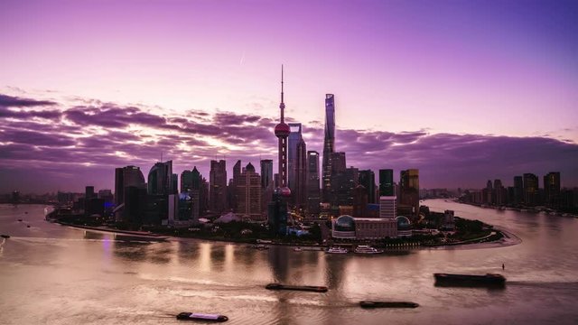 4K Timelapse: China Shanghai at Dawn.(Seamless connection clip ID: 180341479).