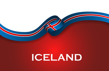 Iceland sport style flag ribbon classic style. Vector Illustration