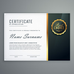 premium black certificate vector design template