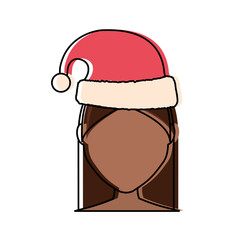 avatar woman with christmas hat icon over white background vector illustration