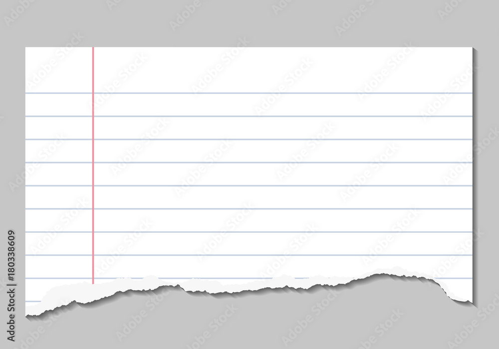 Poster vector realistic illustrations of torn page of notebook lined paper