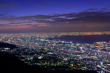 大阪、神戸の夜景　摩耶山掬星台からの眺め