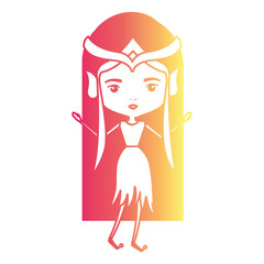elf princess fantastic character in degraded magenta to yellow color contour