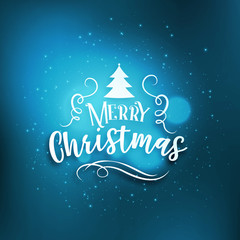 blue merry christmas greeting background with glow effect