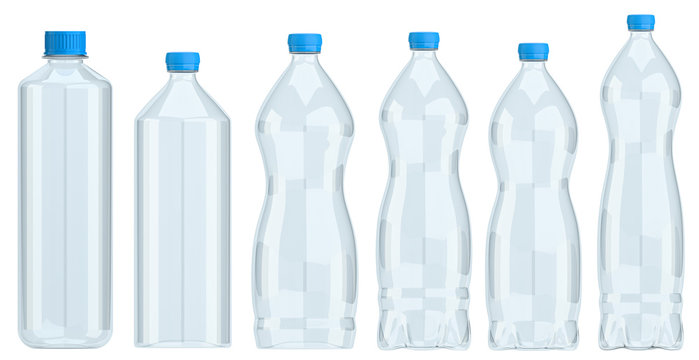 Collection of water bottles isolated