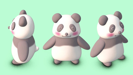 Panda 3D CG illustration front oblique