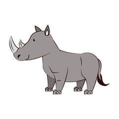 Cute rhino cartoon icon vector illustration graphic design