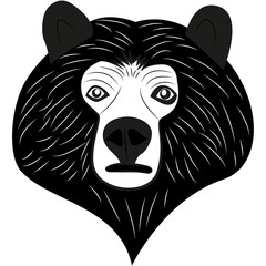 Picture of a bear's head for badges, labels template and t-shirt vintage design element. Isolated on white background