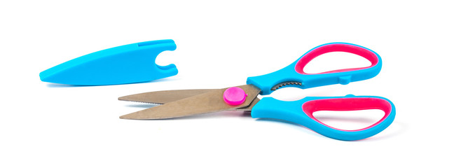 colorful scissors on white background