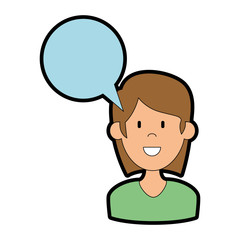 woman with speech bubble vector illustration design