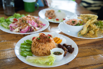 Thai food on the table.