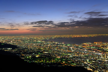 大阪、神戸の夜景　摩耶山掬星台からの眺め