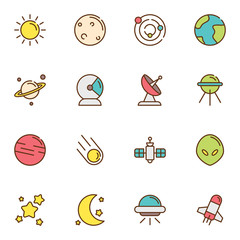 Space Science & Astrology Solid Vector Icons