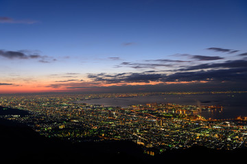 Fototapeta premium 大阪、神戸の夜景 摩耶山掬星台からの眺め