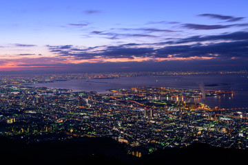 Fototapeta na wymiar 大阪、神戸の夜景　摩耶山掬星台からの眺め