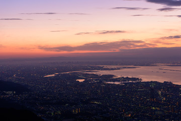 大阪、神戸の夜景　摩耶山掬星台からの眺め