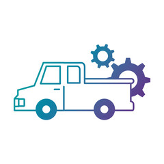 delivery truck with gears vector illustration design