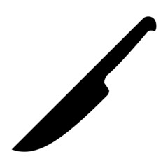 A black and white silhouette of a knife