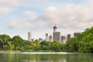 Fototapeta na wymiar Lake with reflections in New York's Central Park