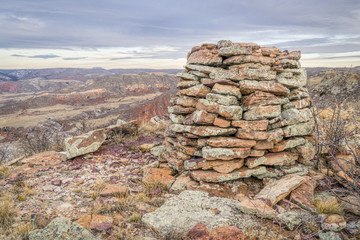 stone cairn in Red Mountain Open Space