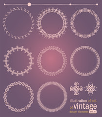 illustration of set of vintage design elements