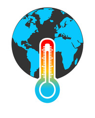 réchauffement climatique planète thermomètre - obrazy, fototapety, plakaty